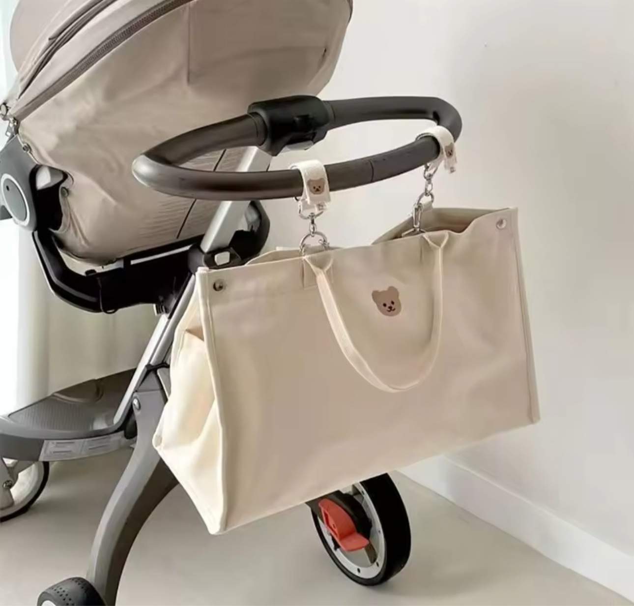 Canvas baby caddy bag.