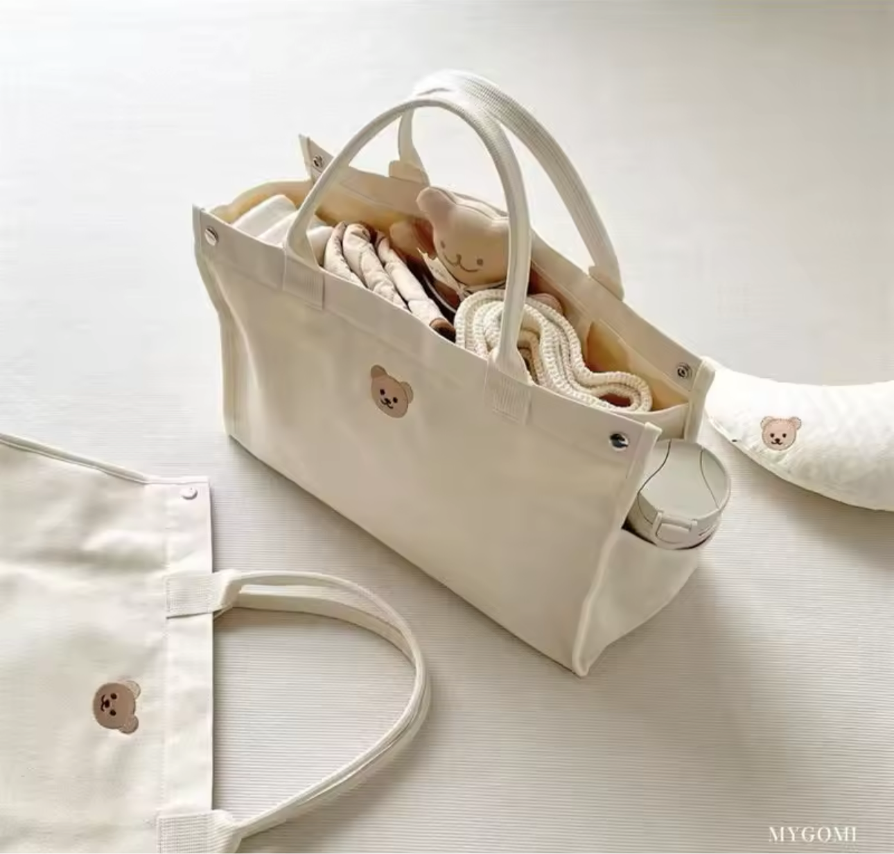 Canvas baby caddy bag.